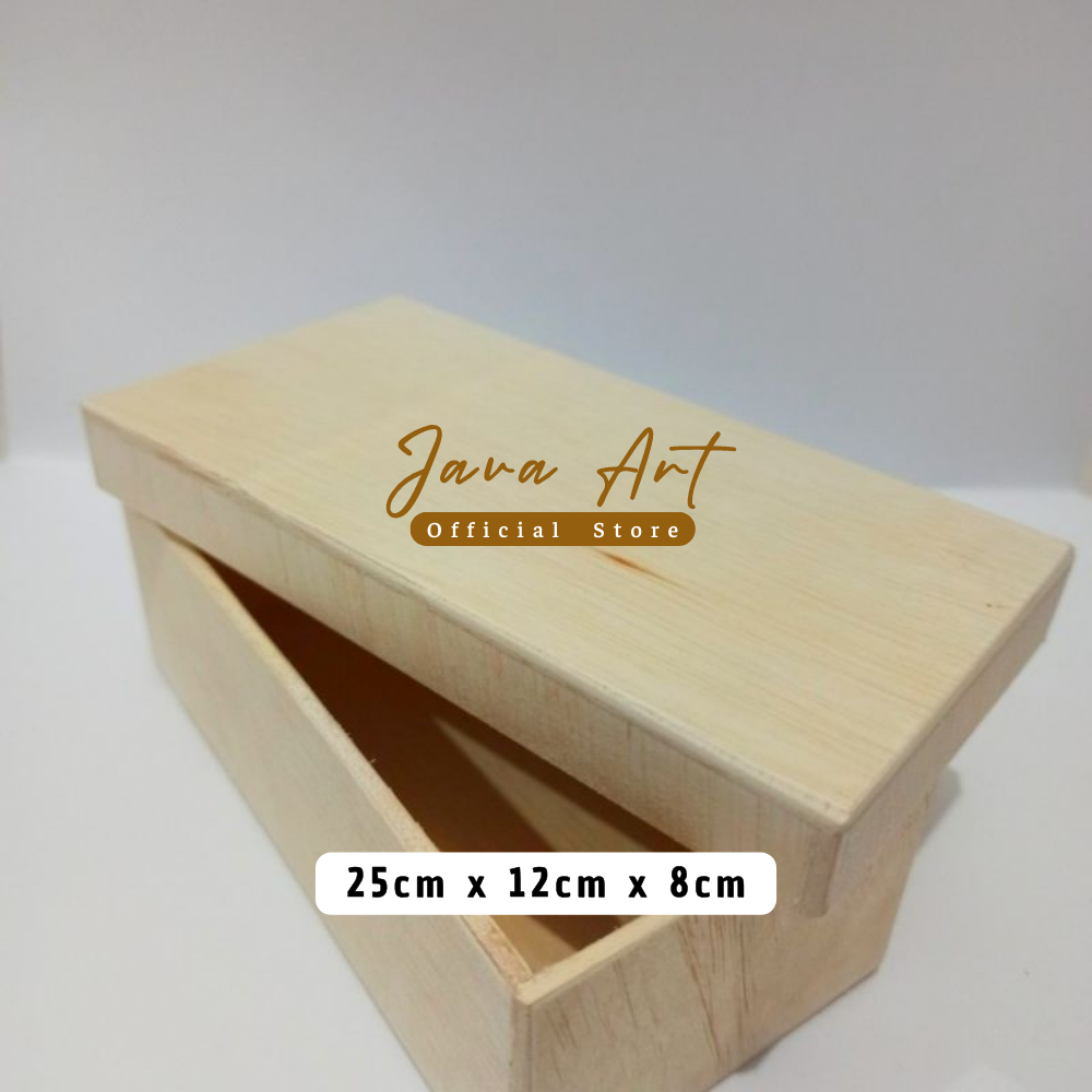 

KOTAK KAYU PENYIMPANAN, SOUVENIR PACKAGING PRODUK UKURAN 25cm × 12cm × 8cm