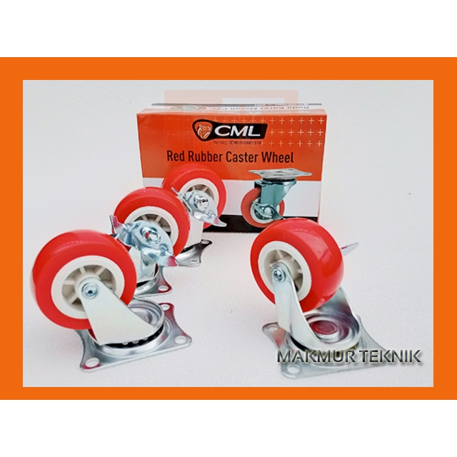 Roda Caster Roda Etalase Roda Troli 2 inch Karet - REM