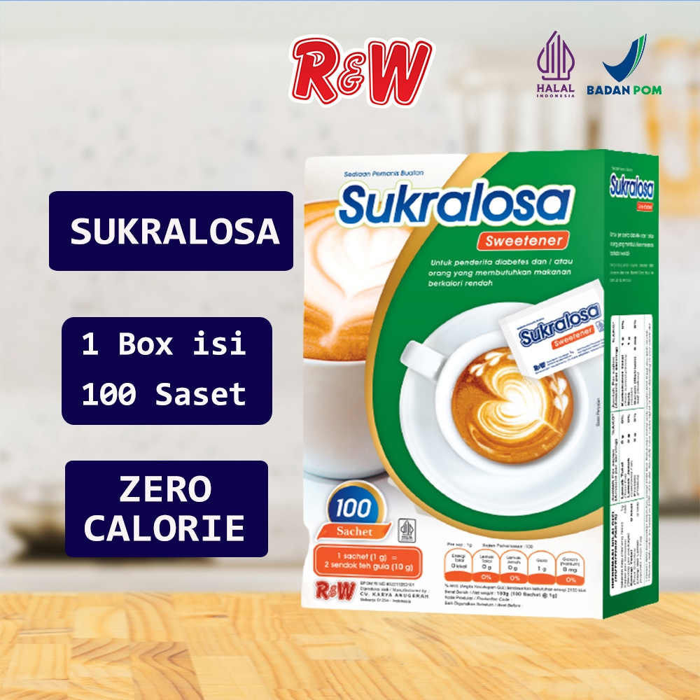 

Sukralosa Gula Rendah Kalori Sweetener Rajawali R&W RW 100 Sachet 25 Sachet 50 Sachet