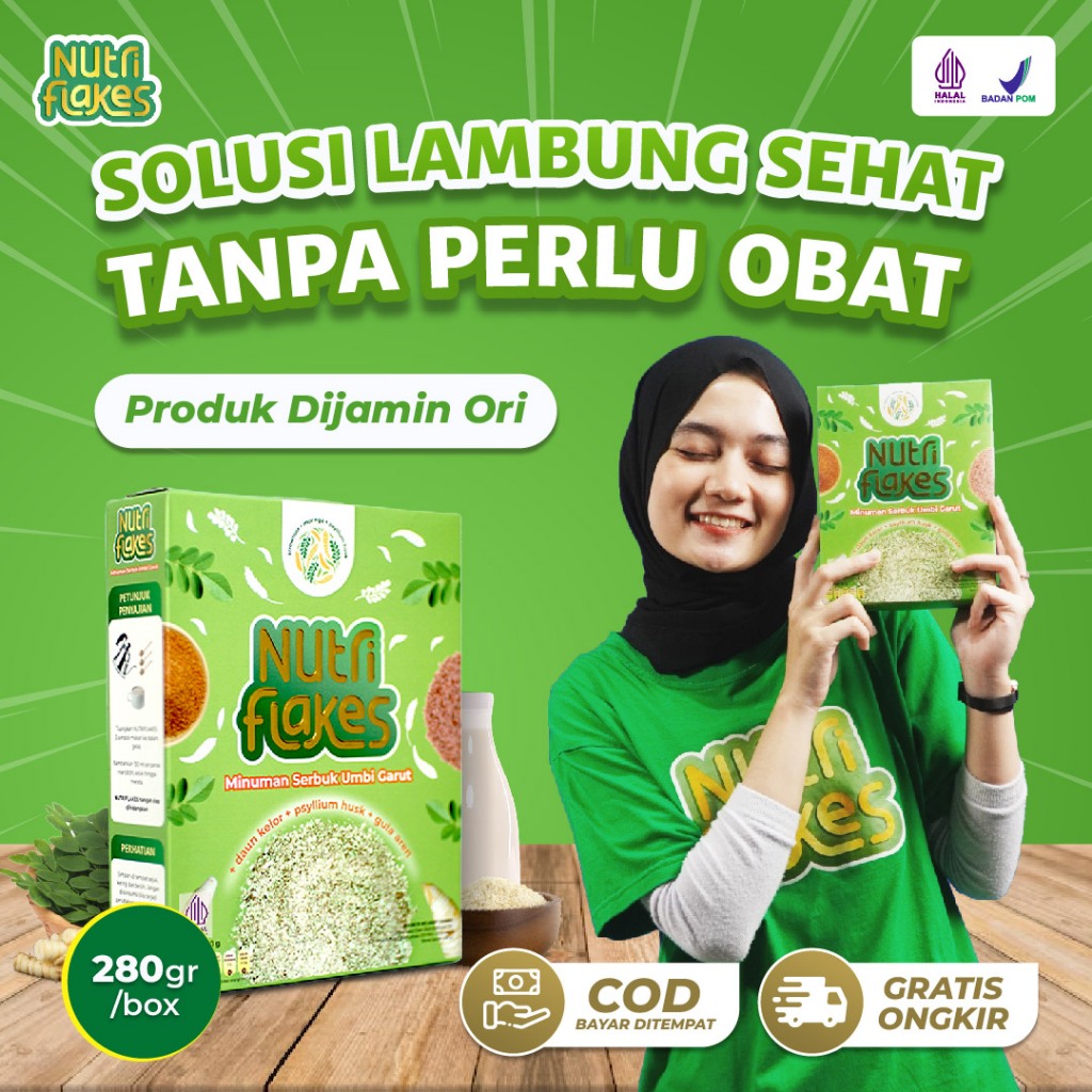 

Nutriflakes Original – Solusi Atasi Masalah Lambung Maag Kronis Kandungan Daun Kelor Umbi Garut Kolelsi PRODUK DISKON 50%