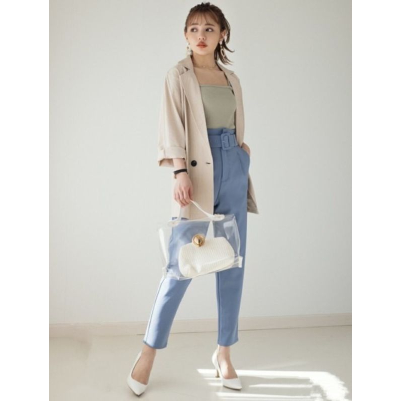 GRL HIGH WAIST BELT PANTS IN BLUE
