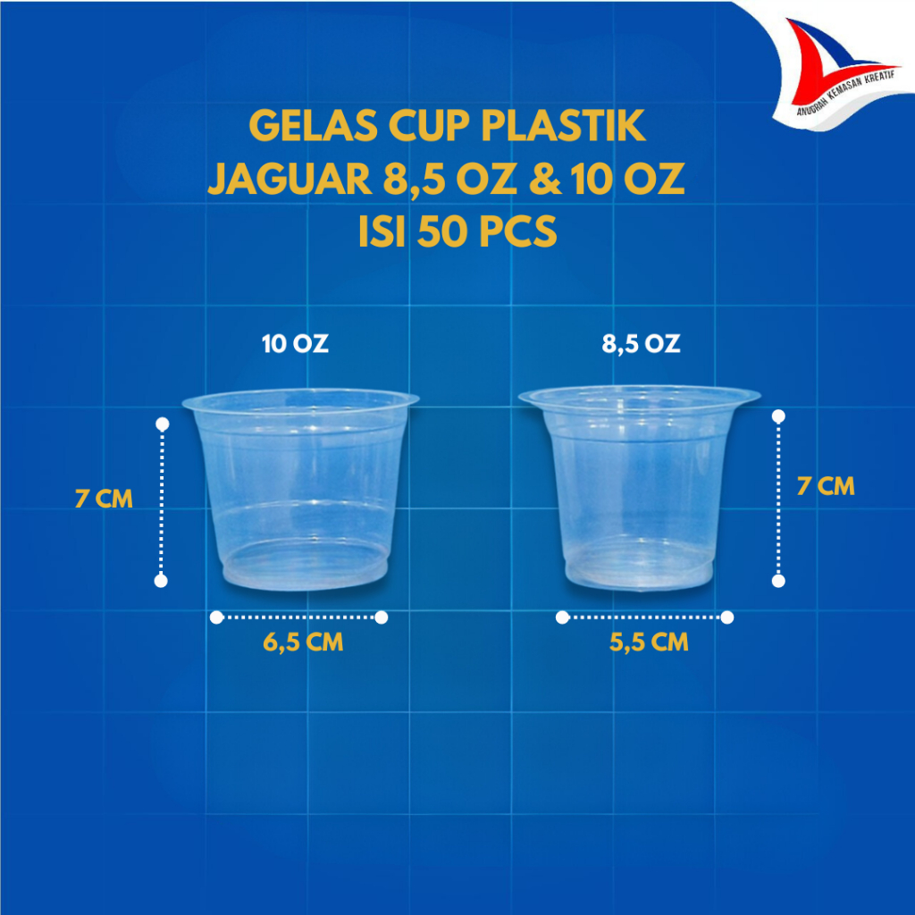 Gelas Plastik Merk Jaguar 8 Oz / 8,5 Oz 10 Oz Nat Bening (50 Pcs)