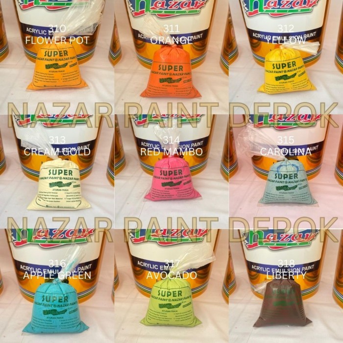 NAZAR PAINT CAT TEMBOK KILOAN SUPER MURAH INDOOR DAN OUTDOOR 500 GRAM