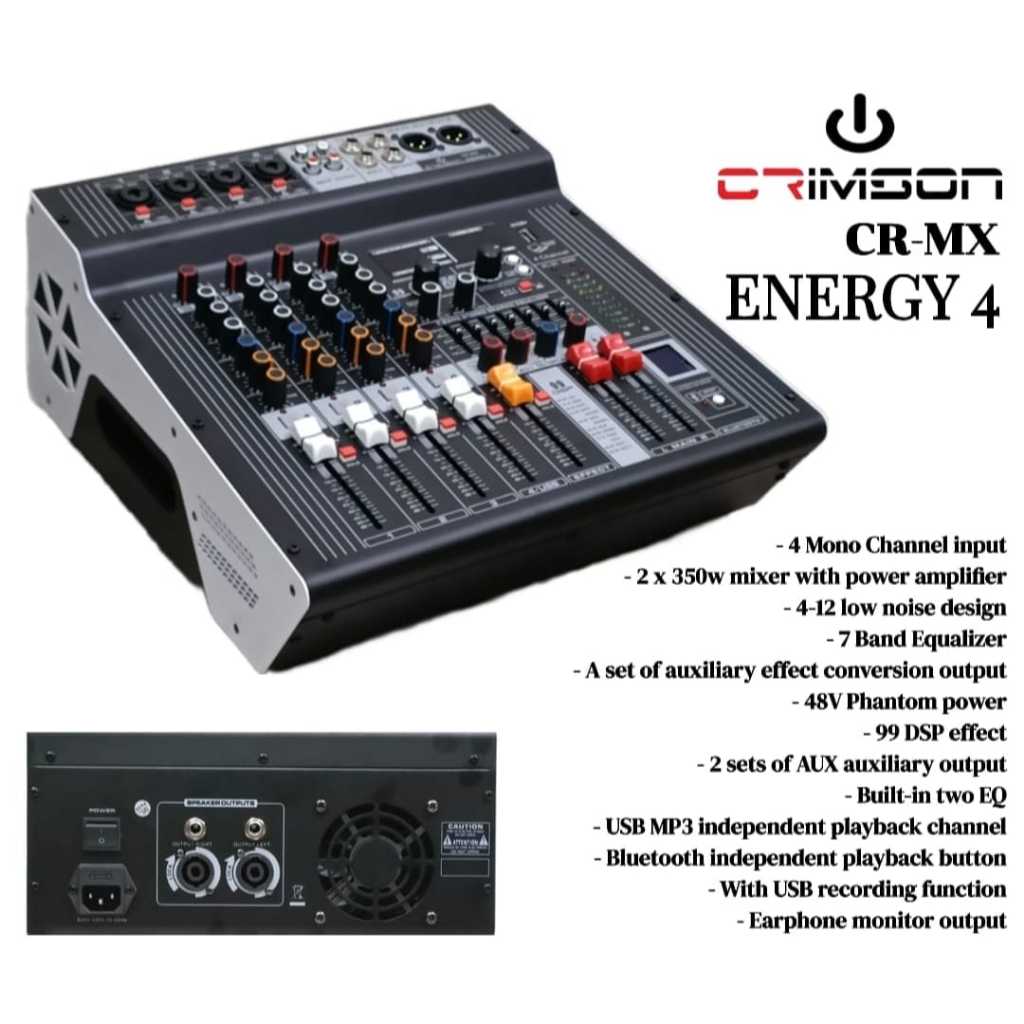 Power Mixer Crimson CR MX Energy 4 700watt 4 Channel Original Crimson CR-MX Energy4