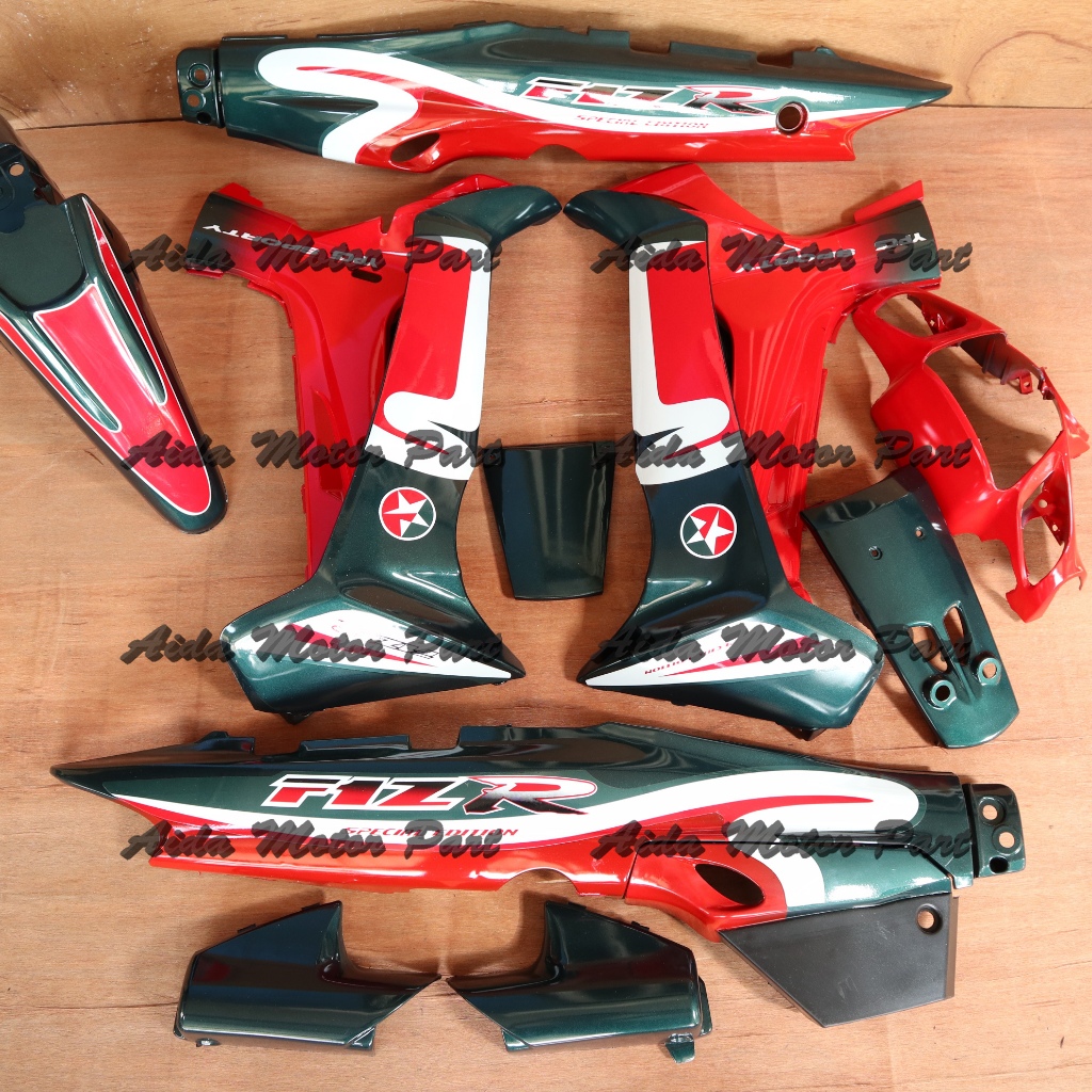 Cover Bodi Full Set Body Fizr Fiz R Caltex Hijau Merah