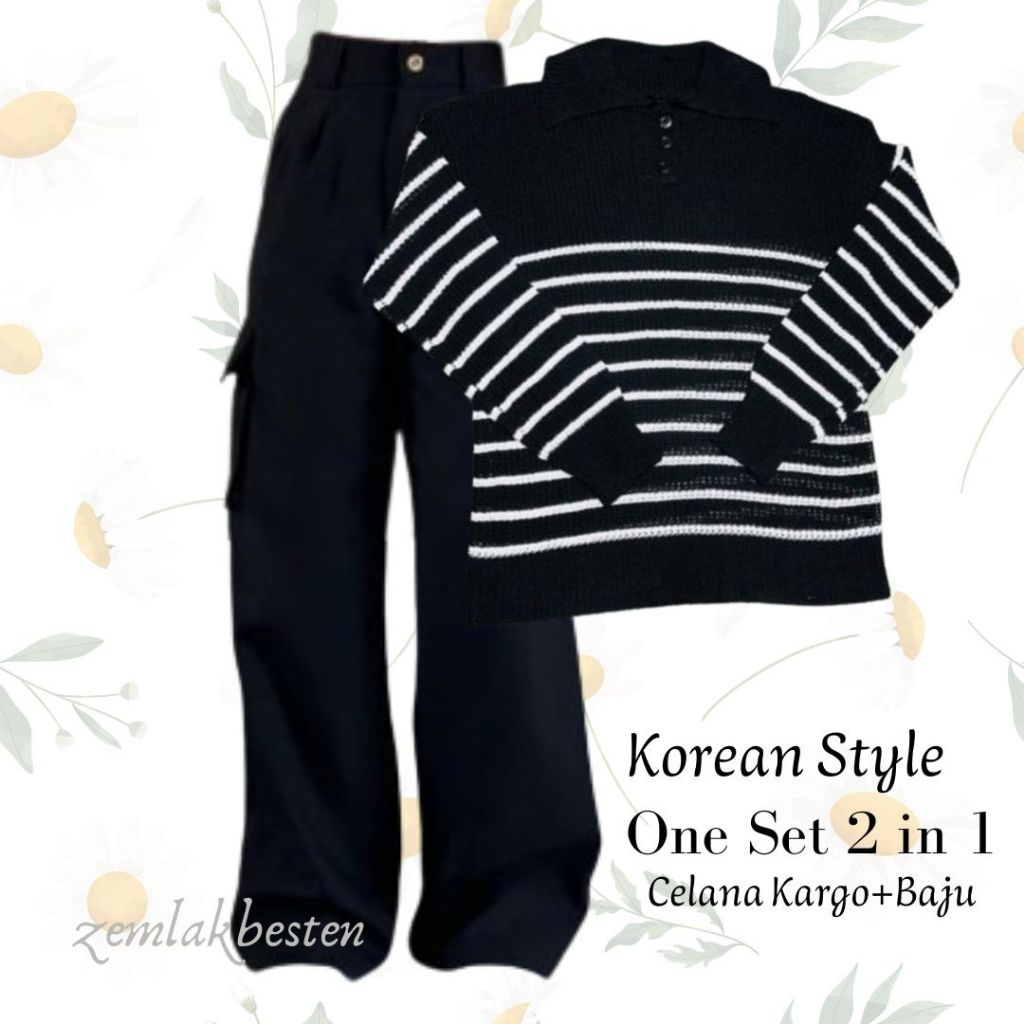 zemlakbesten❤One Set Outfit Korea wanita 2in1` / Setelan wanita / Outfit cewe bumi Korean Look / Oot