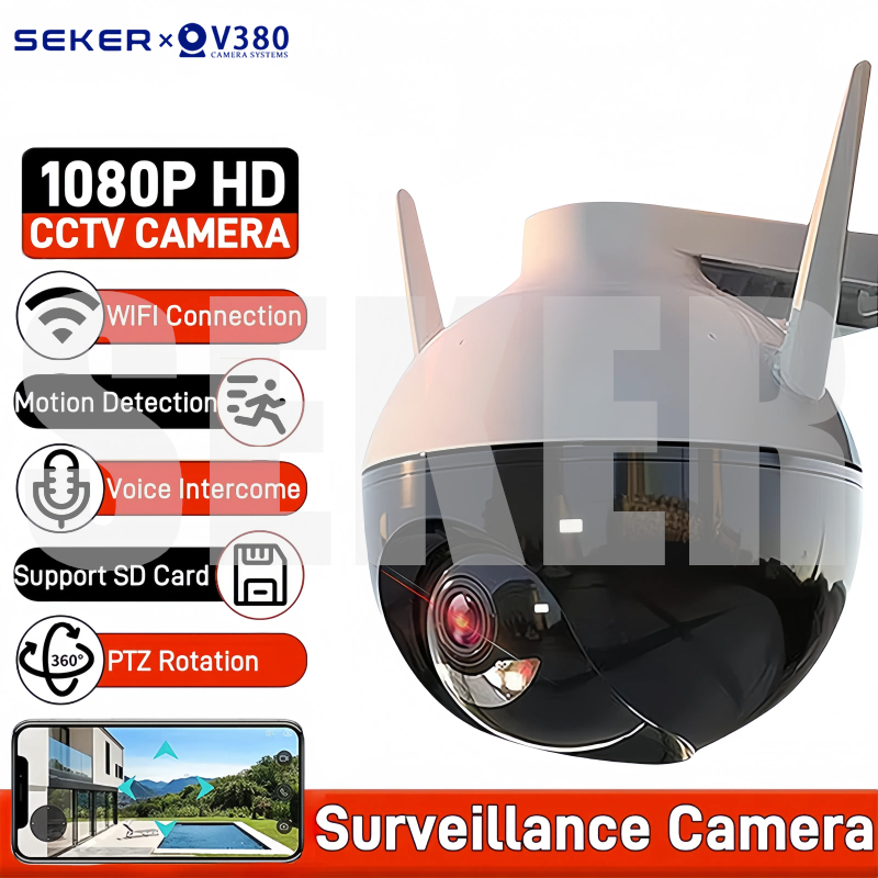 SEKER Outdoor Cctv V380 Pro Full HD Wireless Remote Monitoring Security Alarm Two-Way Audio Kamera