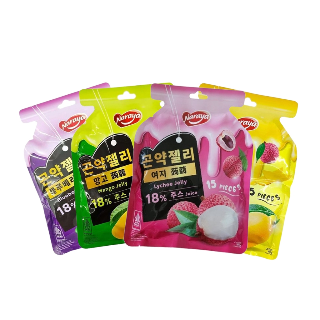 

NARAYA Konjac Jelly Konnyaku Blueberry Mangga Leci Assorted 300g Halal Agar Jeli Konyaku Jely Konjak