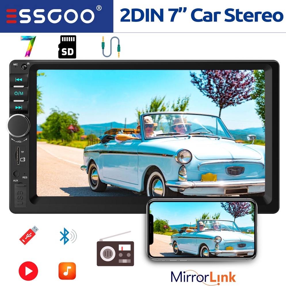Big Sale ESSGOO Head Unit 7 inci Double Din Android Bluetooth FM USB AUX 718B 771 Cari mobil Navigas