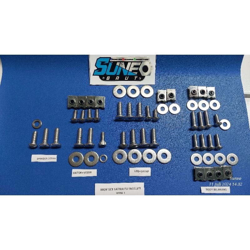 Baut Body Set Satria FU Karbu Versi 1 ( Baut L Stainless )