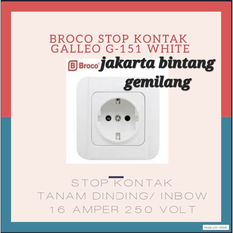 Broco stop kontak Galleo G-151 warna putih