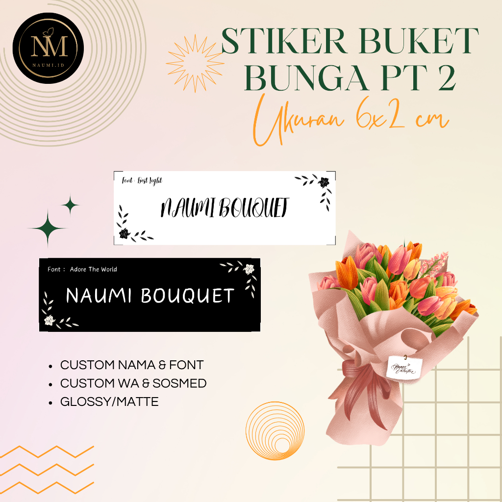 

[ BUNGA, Part 2 ] STIKER BUKET/STICKER BOUQUET/LABEL BUKET/STIKER LABEL BUKET MURAH Ukuran 6x2 CM