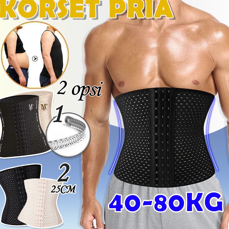 KODE Q52Y Korset Pria Pelangsing olahaga Perut Buncit Perut 25cm kait 6 Sabuk Pembakar Lemak Waist K