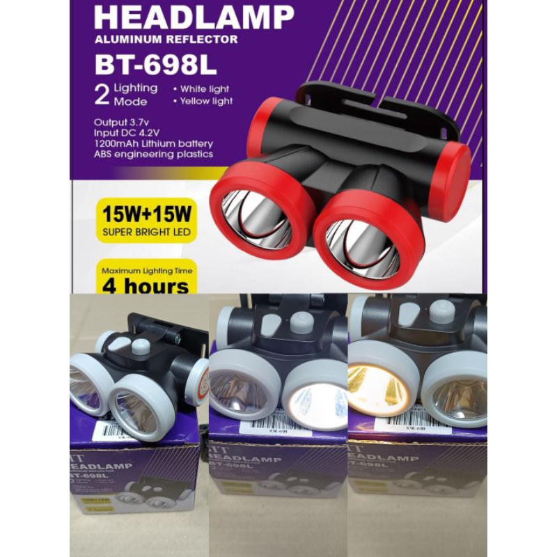 Senter Kepala 2 mata BIT BT 698L 15 watt + 15 watt