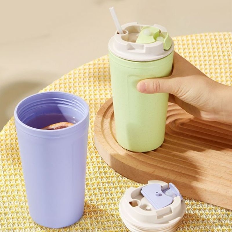 RANDOM Botol Minum Tumblr Sedotan Karakter Lucu Plastik BPA FREE Botol Minum Anak Lucu Gambar Karakt