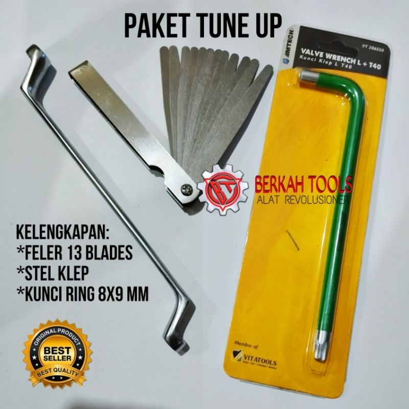 PROMO TERMURAH PAKET Setel Klep 3 ALAT STEL KLEP T40 + Feeler Gauge 13 pcs Fuller Kunci Stel Klep Mo