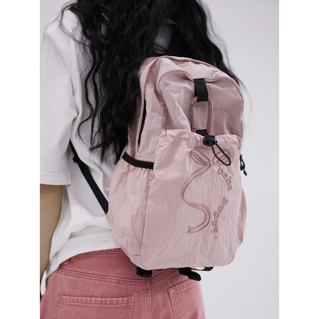 Ransel Huruf Bordir Pita Merah Muda Es Tas Desain Ceruk Asli Tas Sekolah Kapasitas Besar Perguruan T