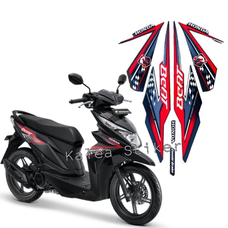 STRIPING STIKER LIS BODY MOTOR HONDA BEAT CBS 2018 HITAM STANDAR
