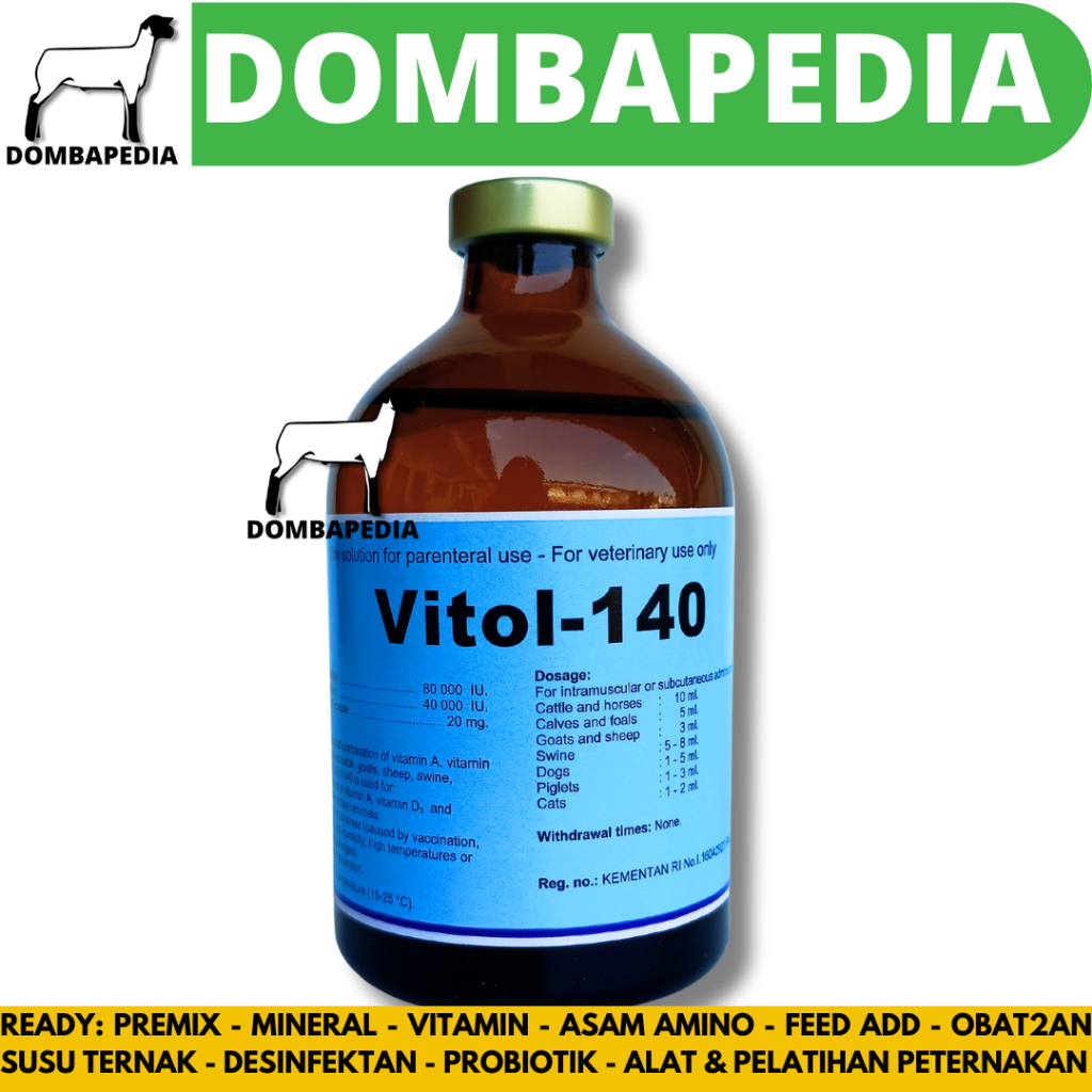 VITOL-140 100ML ORI - Vitamin ADE Perbaiki Kondisi dan Produktivitas Hewan
