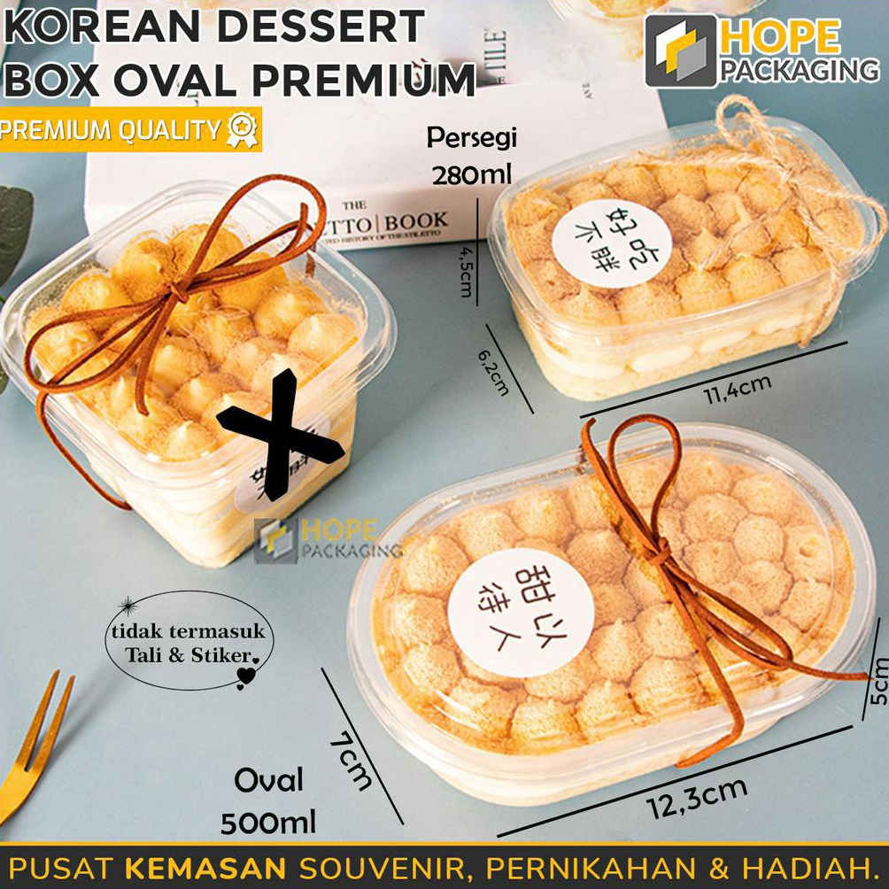 

TERDAHSYAT Harga 3 Pcs Korean Dessert Box Thinwall Oval Premium Dessert Cup Tiramisu Salad Pudding Cup Box Persegi Lunch Box