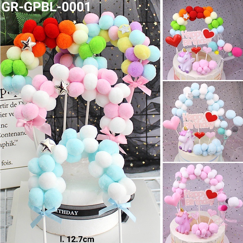 

UNIK GRGPBL1 Cake topper hiasan kue gapura bola awan pink biru ungu yamama baking