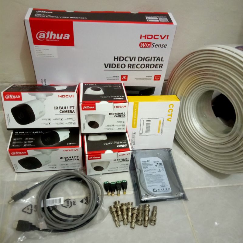 PAKET CCTV DAHUA 4 chanel kamera FULL HD 2MP(1080P) LENGKAP