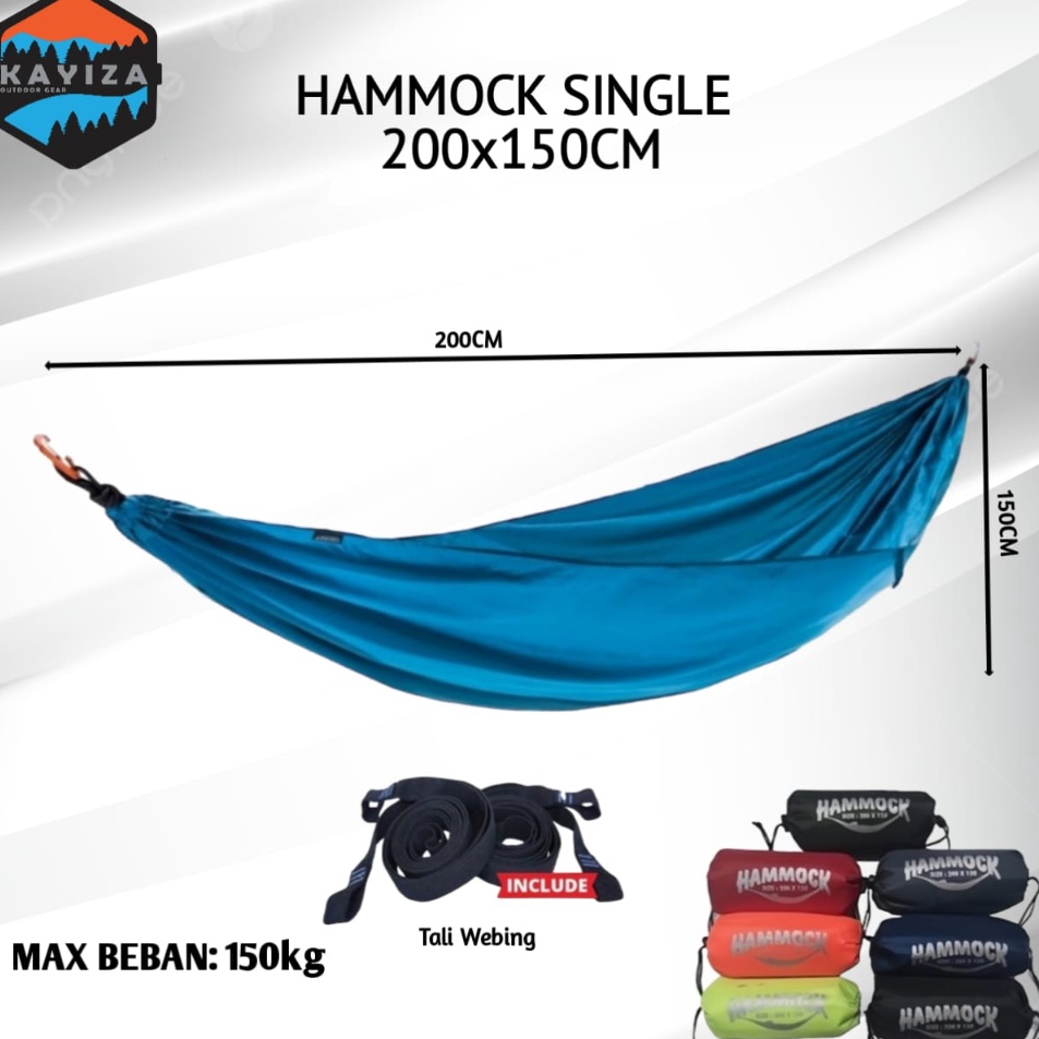 Kejutan Promo  Hammock singel ayunan gantung  beban max 15 kg include tali 2 pcs  hamok  hemok  hamo