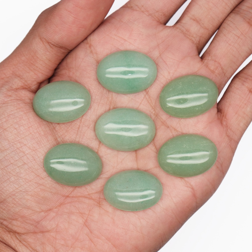 BATU GREEN AVENTURINE UKURAN 18x25 mm OVAL MULUS | NATURAL GREEN AVENTURINE UNTUK BAHAN PERHIASAN | 