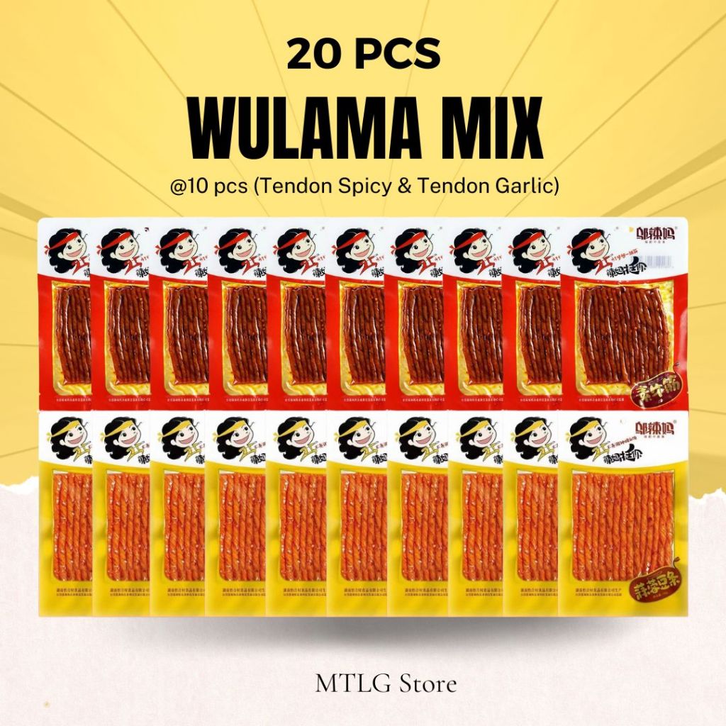 

[20 pcs] Wulama Latiao Mix | Wulama Tendon Garlic - Tendon Spicy - Latiao Beef Steak | Snack Latiao | Snack Vegetarian