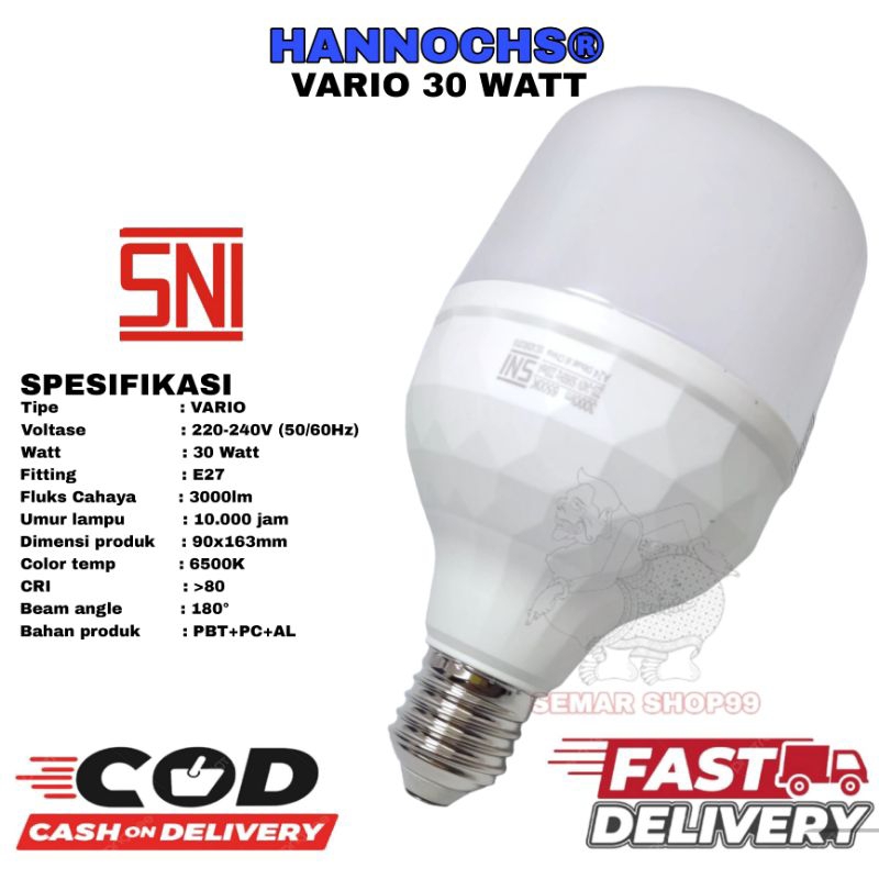 LAMPU LED HANNOCHS VARIO LAMPU HANNOCHS LED VARIO Lampu led Hannochs Vario 30 watt putih / Bohlam La