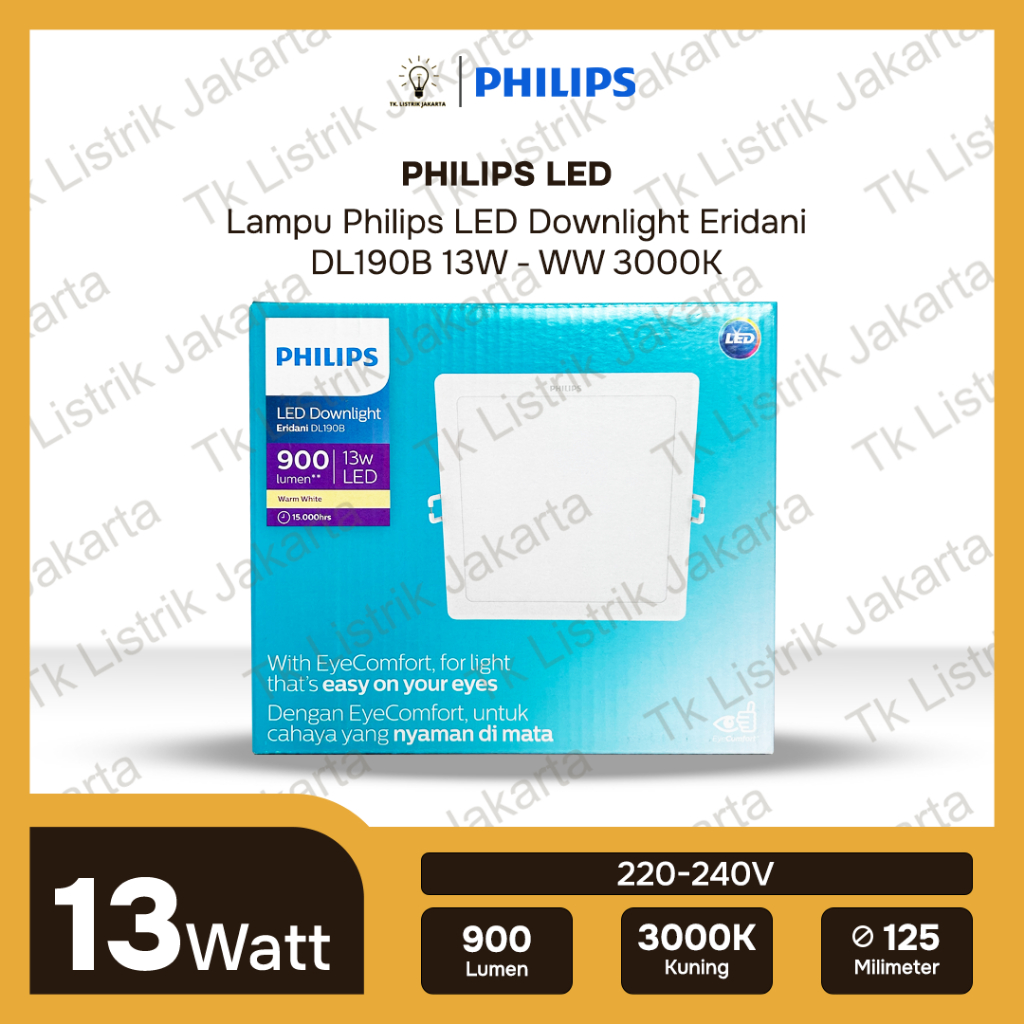 Lampu Philips Downlight Kotak Eridani Led9 13W Kuning