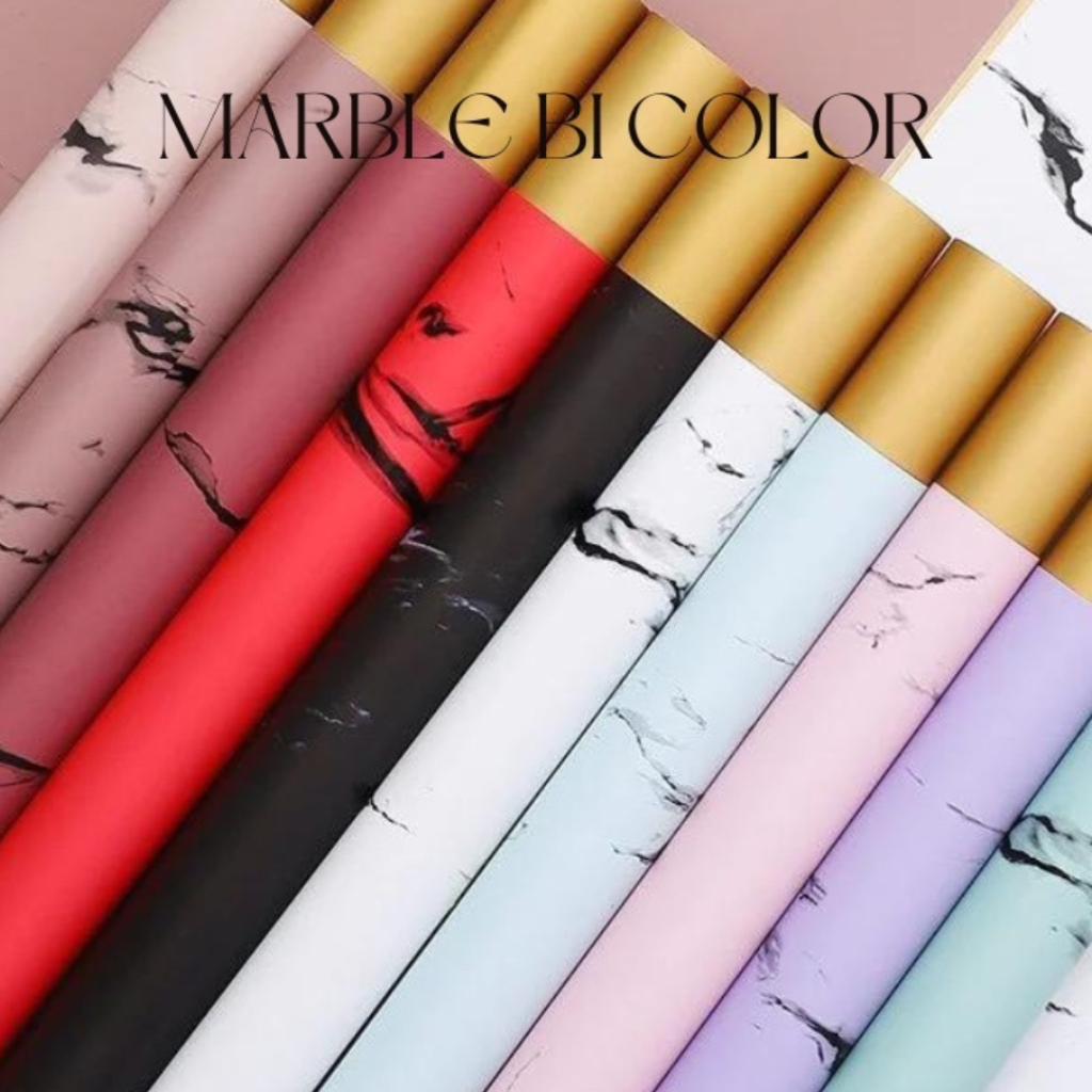 

Kertas Cellophane Buket Motif Marble - WRAPPING PAPER MARBLE COLOR GOLD - Flower Marble Cellophane