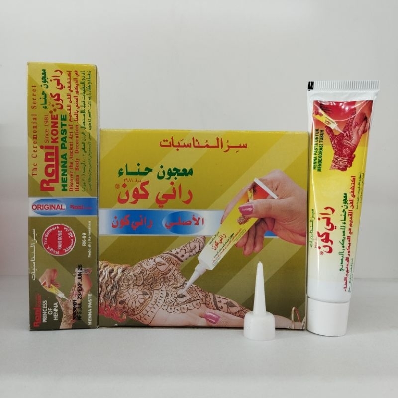 Per Box isi 12 pcs Rani Kone Henna Paste Rk -99 Reddish Kemerahan /Kuning 30gr