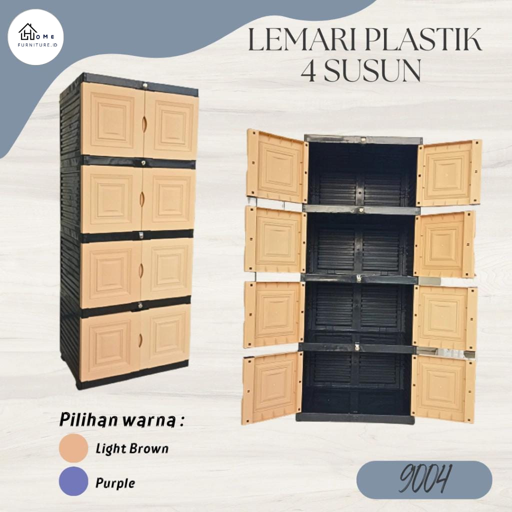 9004 | Lemari Plastik Full Rak 4 Susun Polos | Lemari Rakit Plastik Jumbo | Lemari Bagus Kuat Kokoh 