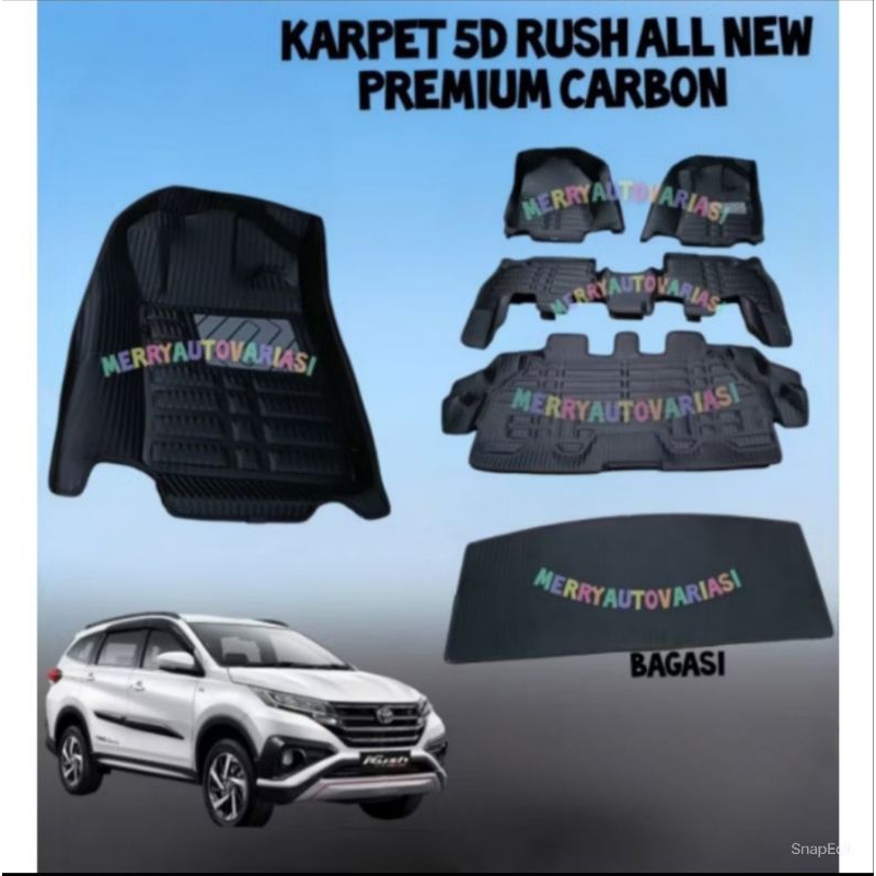 KARPET MOBIL 5D RUSH ALL NEW PREMIUM CARBON+bagasi