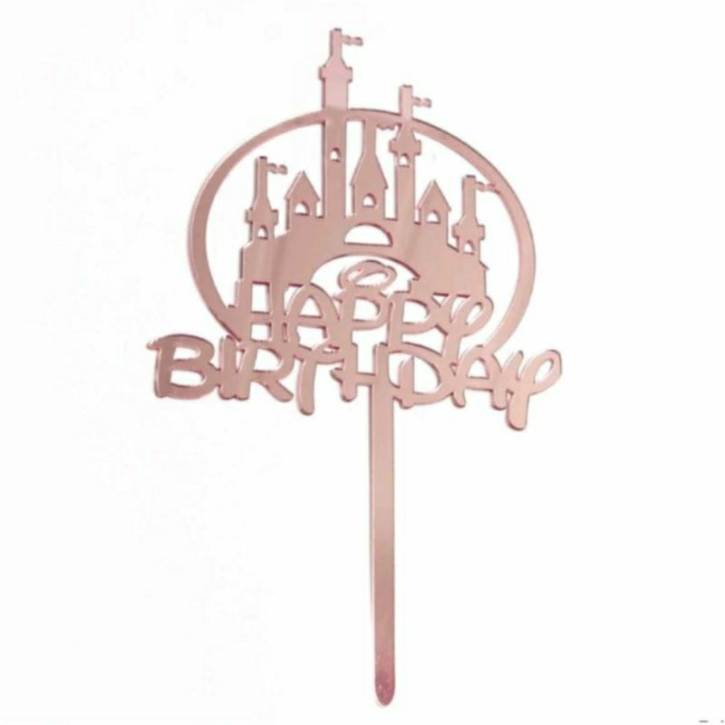 Cake topper bahan akrilik tulisan happy birthday toper tusukan tancapan acrylic murah disney princes