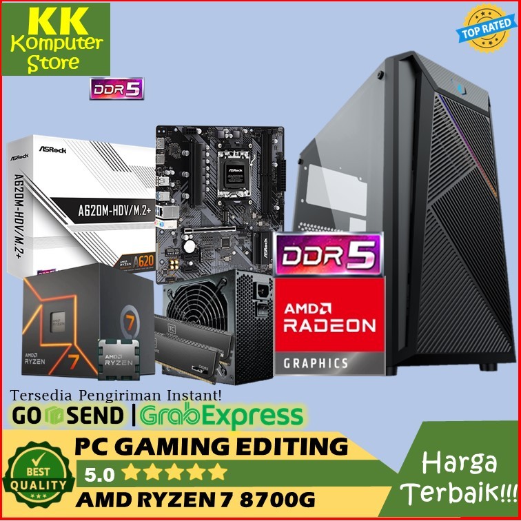 Pc Gaming Streaming Amd Ryzen 7 8700g | Ram DDR5 5600Mhz [ Pc Rakitan Editing Design Ryzen 7 8700G ]