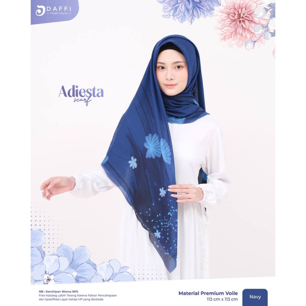 Daffi Hijab Adiesta scraf Hijab Segi Empat Motif