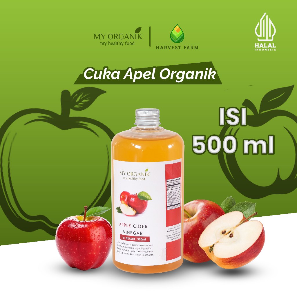 

My Organik Cuka Apel With Mother Asli 500 ml CUKA SARI APEL Tanpa Campuran