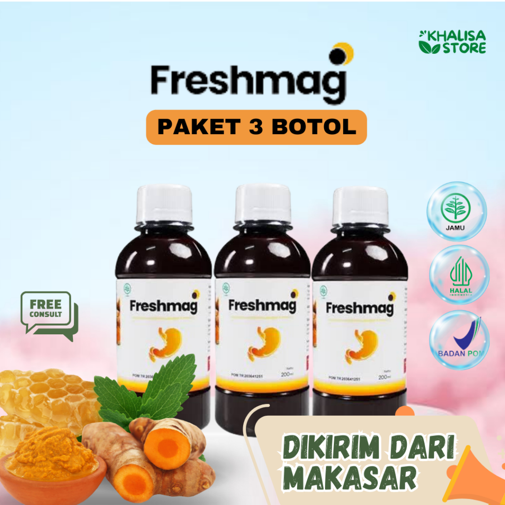 FRESHMAG (Paket 3 Botol) - Madu Herbal Lambung Paling Ampuh Mengatasi Maag, Asam Lambung, dan Gerd, 
