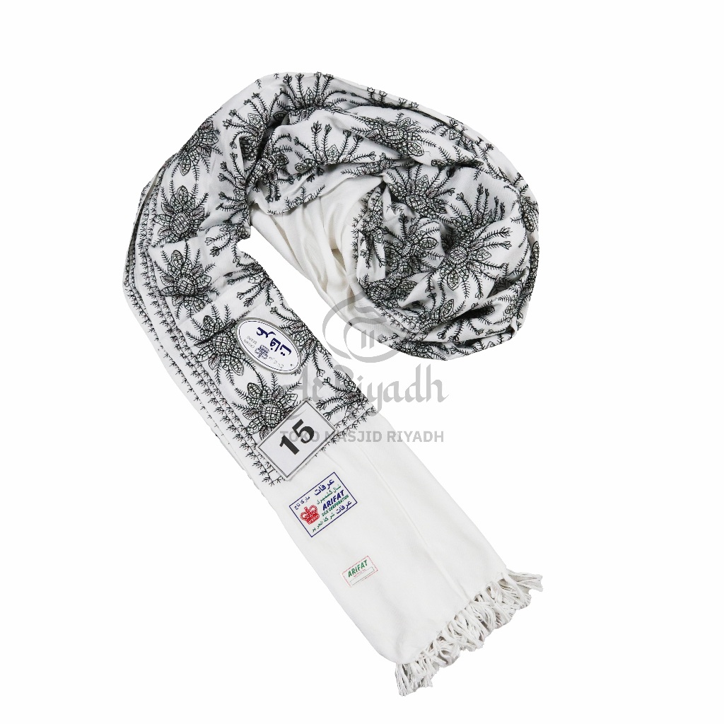 Sorban ARIFAT Kashmiri Elegan Putih Full Motif Sulam