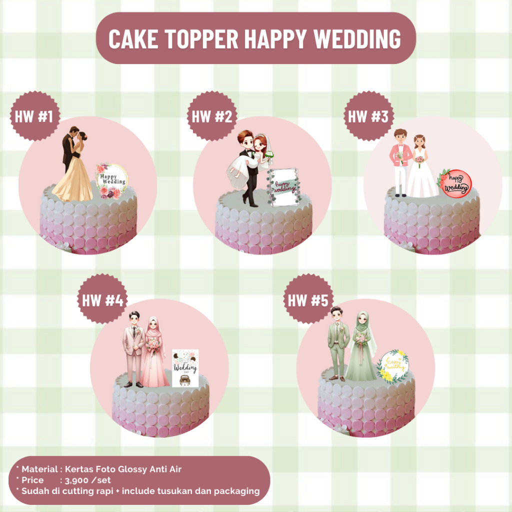 Cake Topper Kertas Happy Wedding Tusukan Hiasan Kue Pernikahan Happy Wedding  Hiasan Kue Pernikahan