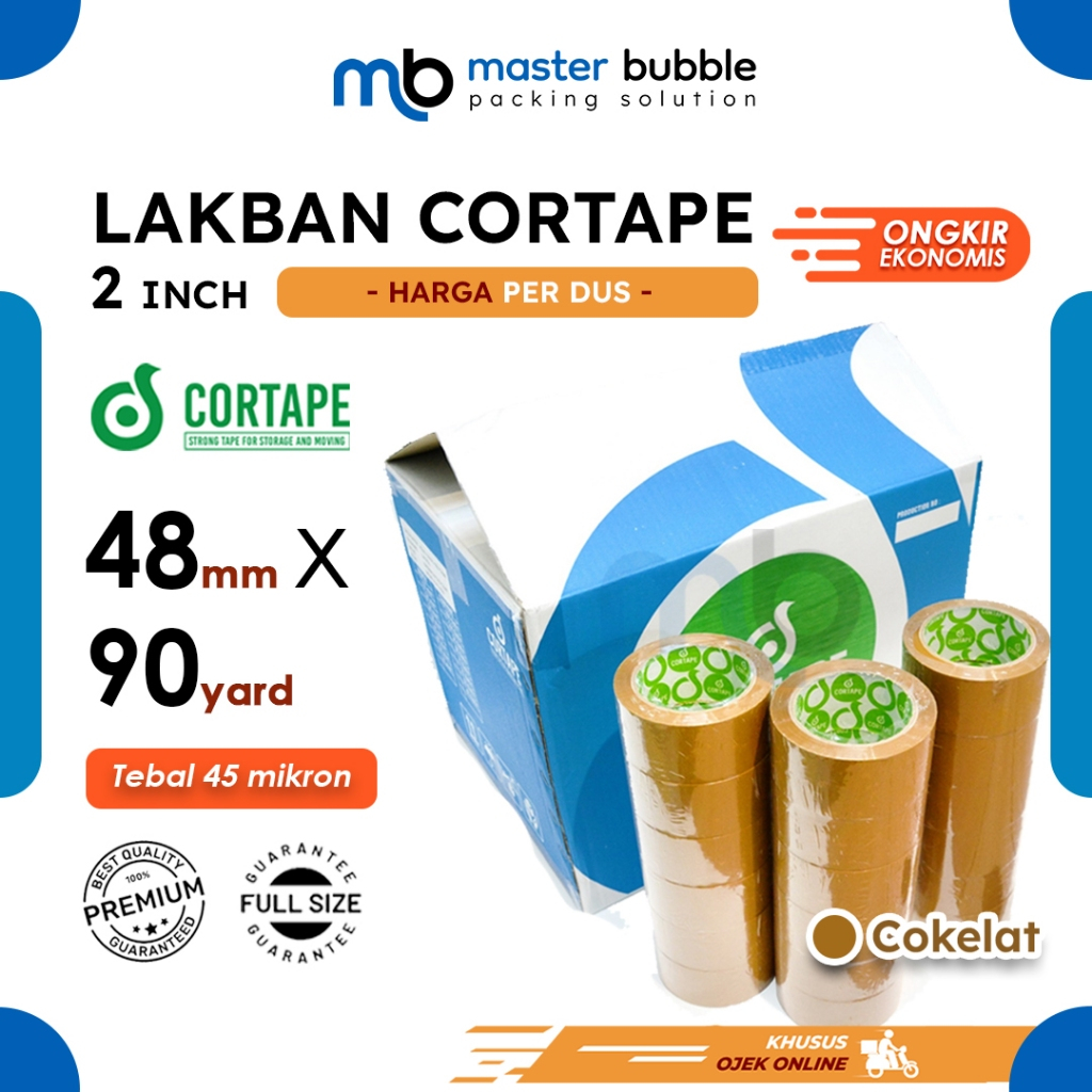 

Lakban Selotip Coklat 2inch / 48mm x 90yard Cortape Harga Perdus 72 Roll (Khusus Ojek Online)