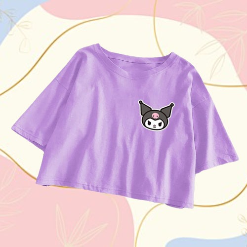 JELINE - CROP TOP OVERSIZE KUROMI / BAJU KAOS CROP WANITA
