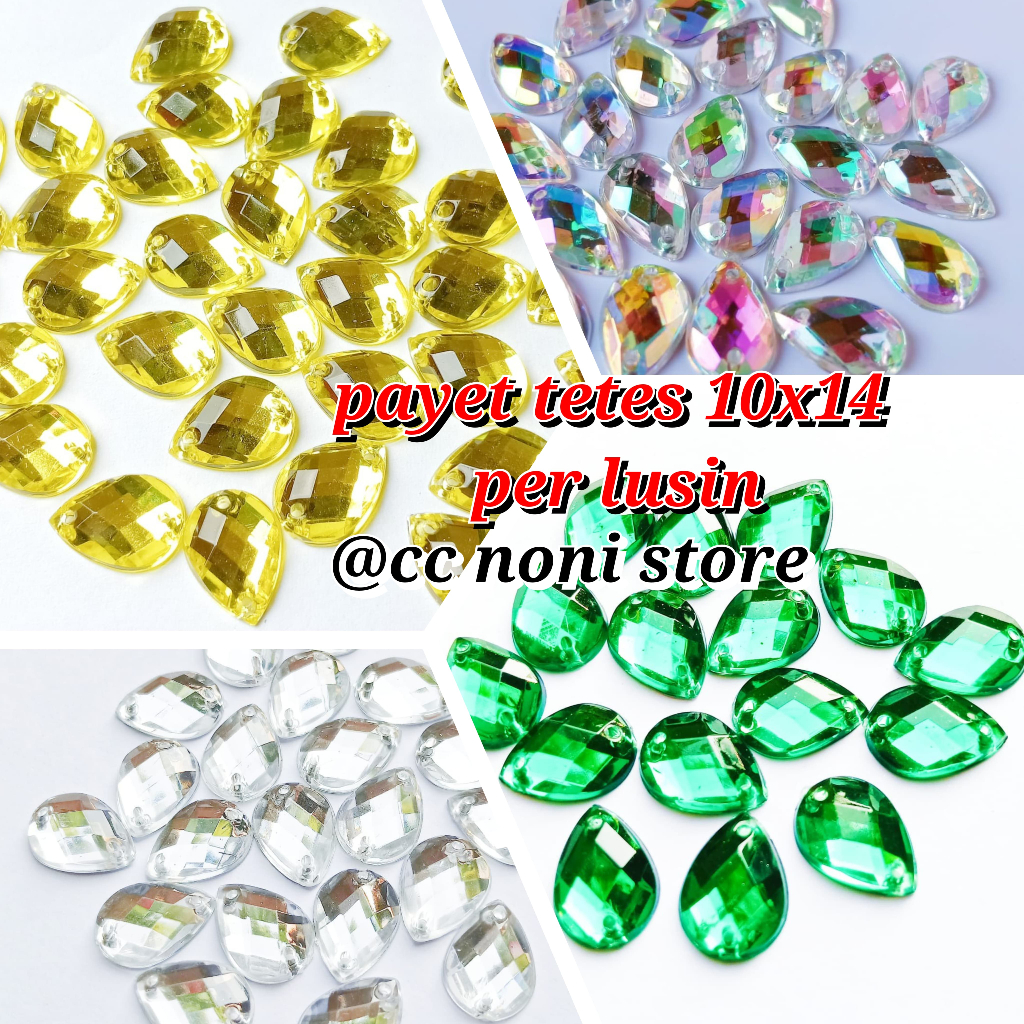 diamond payet jahit kristal akrilik tetes grade A manik manik jahit tempel ukuran 10x14 perlusin