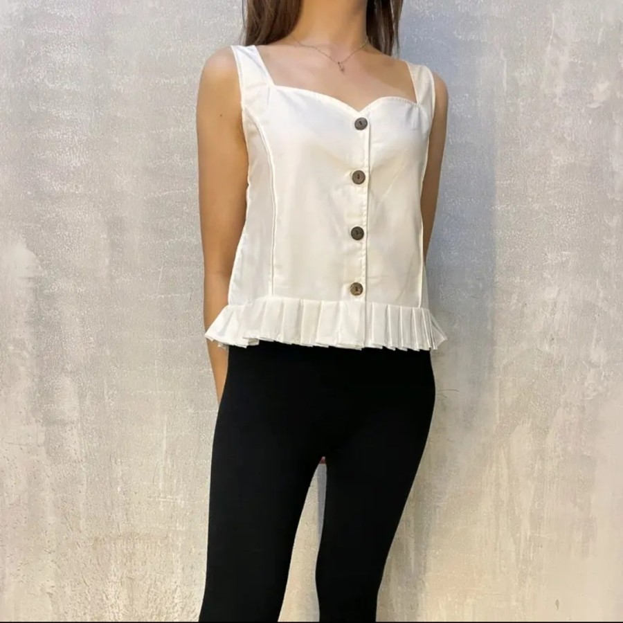 Tank Top Atasan Tanktop Blouse Wanita White Putih