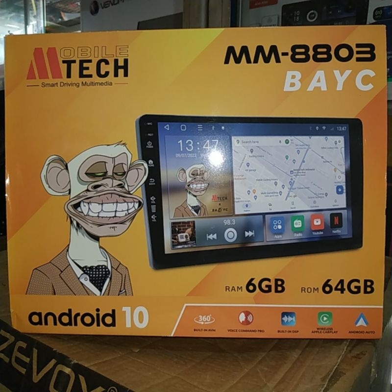 Headunit Android - Mtech - MM-8803 - BAYC - RAM 6/64GB - 9inch - 10inch