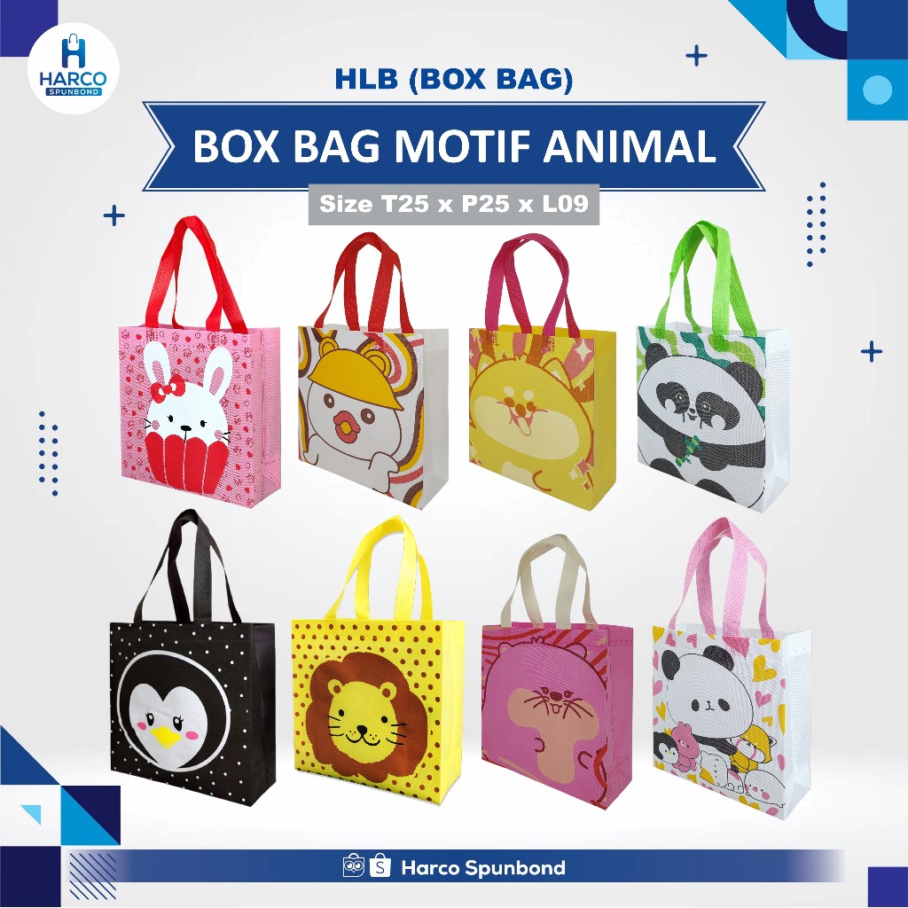 

[COD - READY STOK] Goodie Bag Ulang Tahun Anak Motif Hewan Lucu | Tas Ulang Tahun Anak muat Box KFC | Uk. 25x25x9