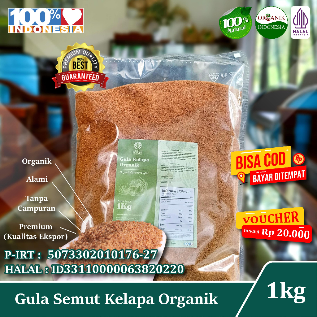 

Gula Semut Kelapa Bubuk Organik 1kg / PREMIUM EXPORT QUALITY / 100% Murni Tanpa Campuran Gula Tebu