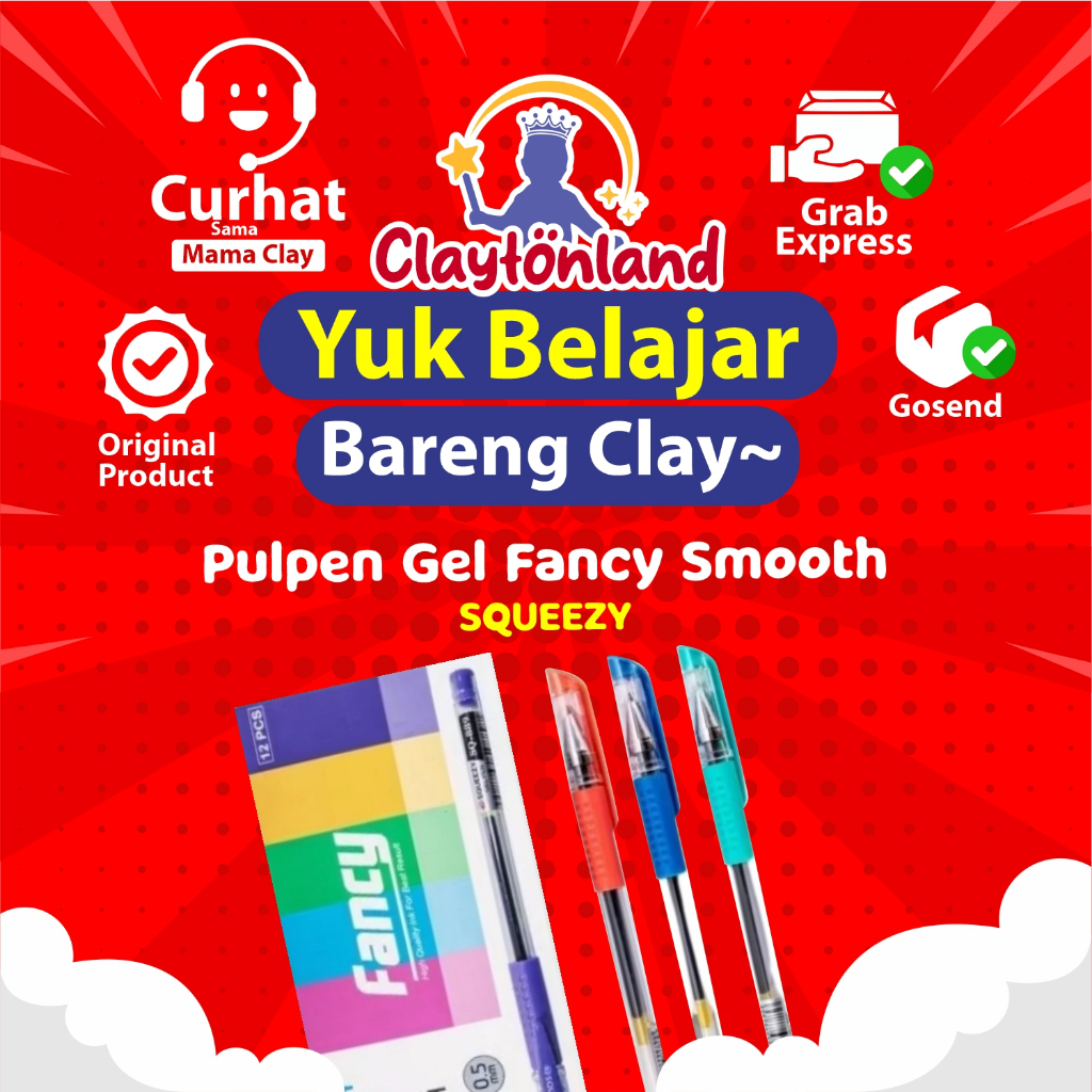 

Pulpen Gel 1 Pack Isi 12 Fancy Smooth 0,5mm SQUEEZY Pulpen Gel Hitam